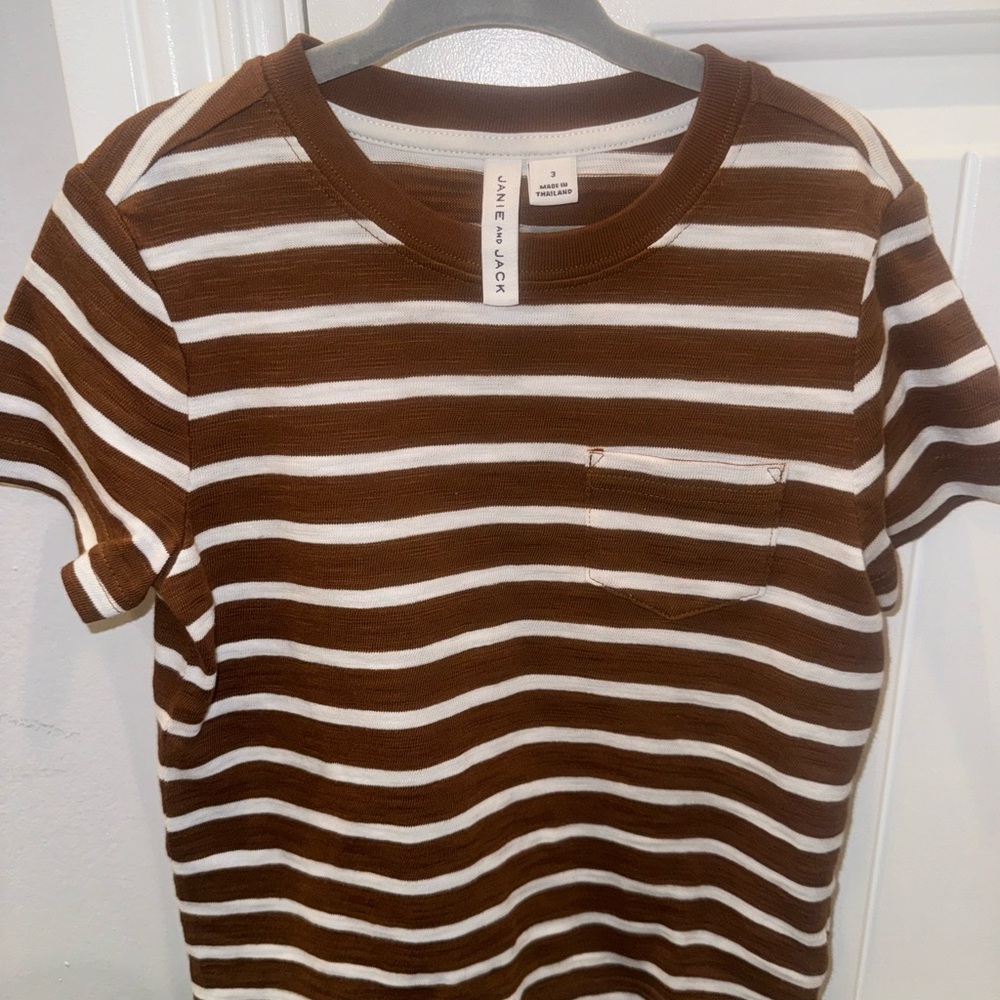 Brown and White Striped T-Shirt